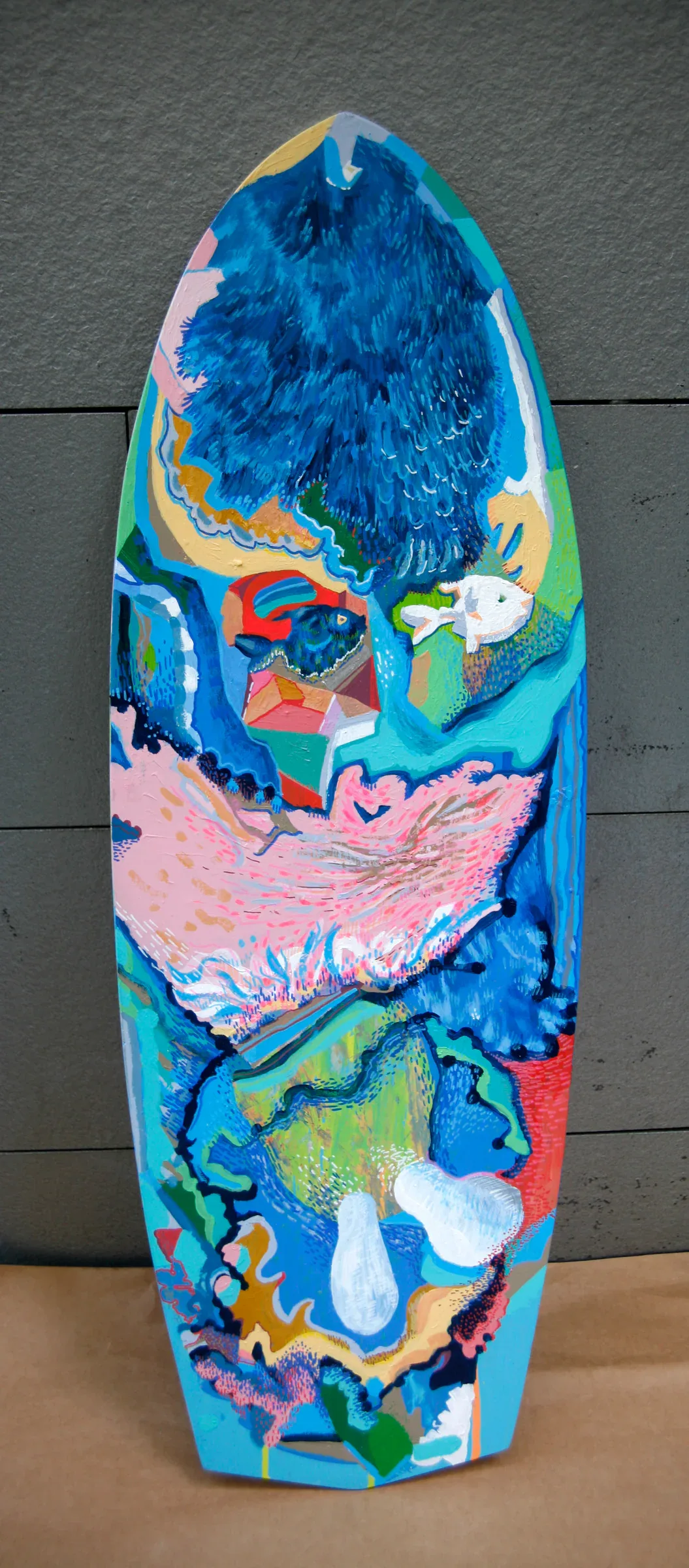 Project: dalga dalga 108 X 38 cm sörf tahtası üzerine yağlıboya 2012